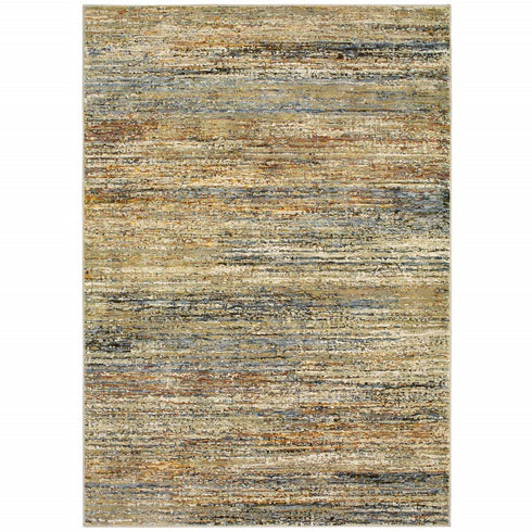 2' X 8' Gold And Slate Abstract Runner Rug